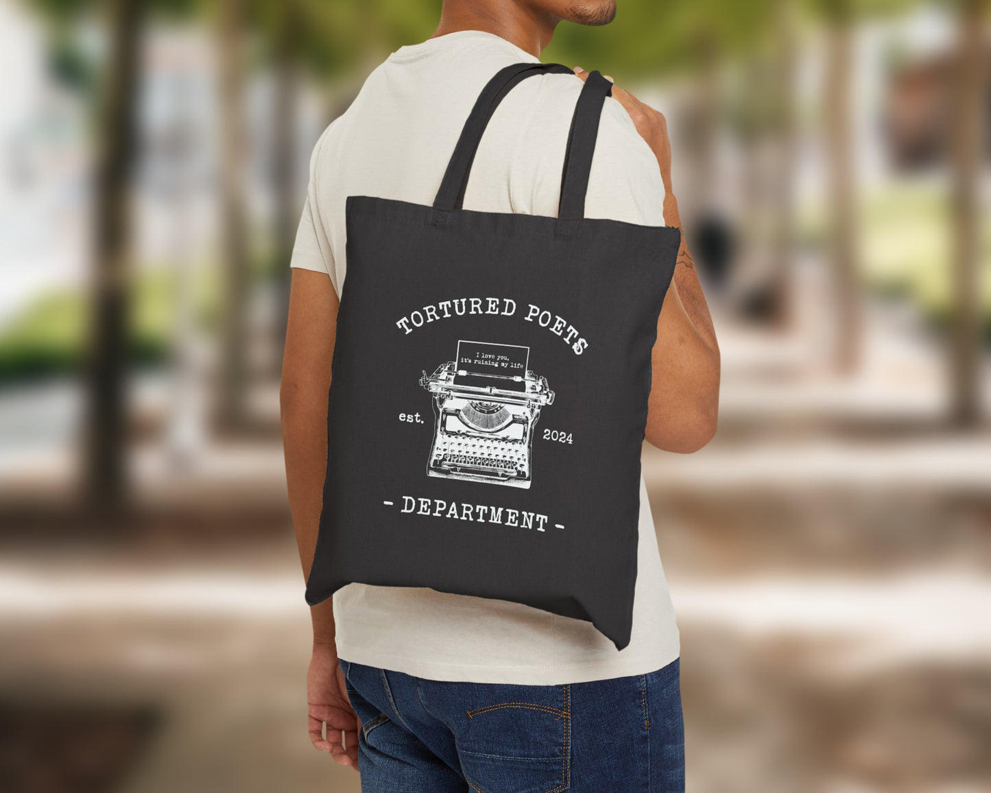 Tortured Poets Dept. est. 2024 cotton canvas tote bag