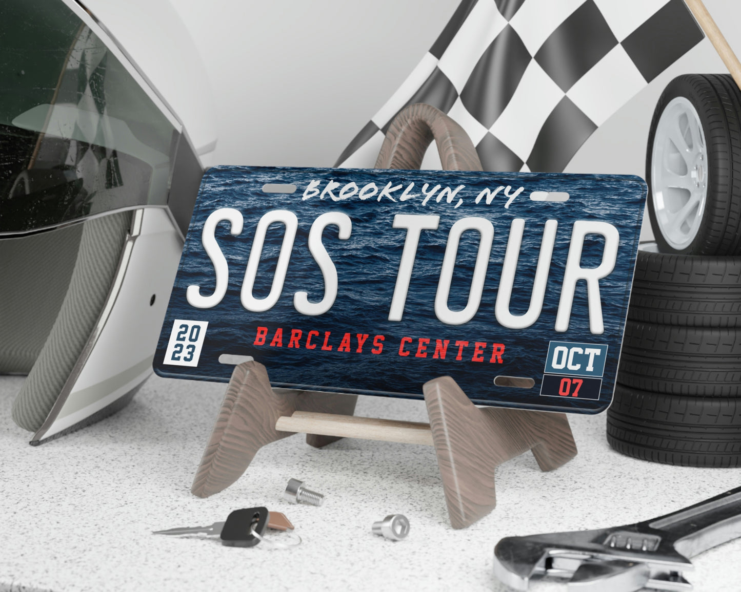 SOS Tour license plate