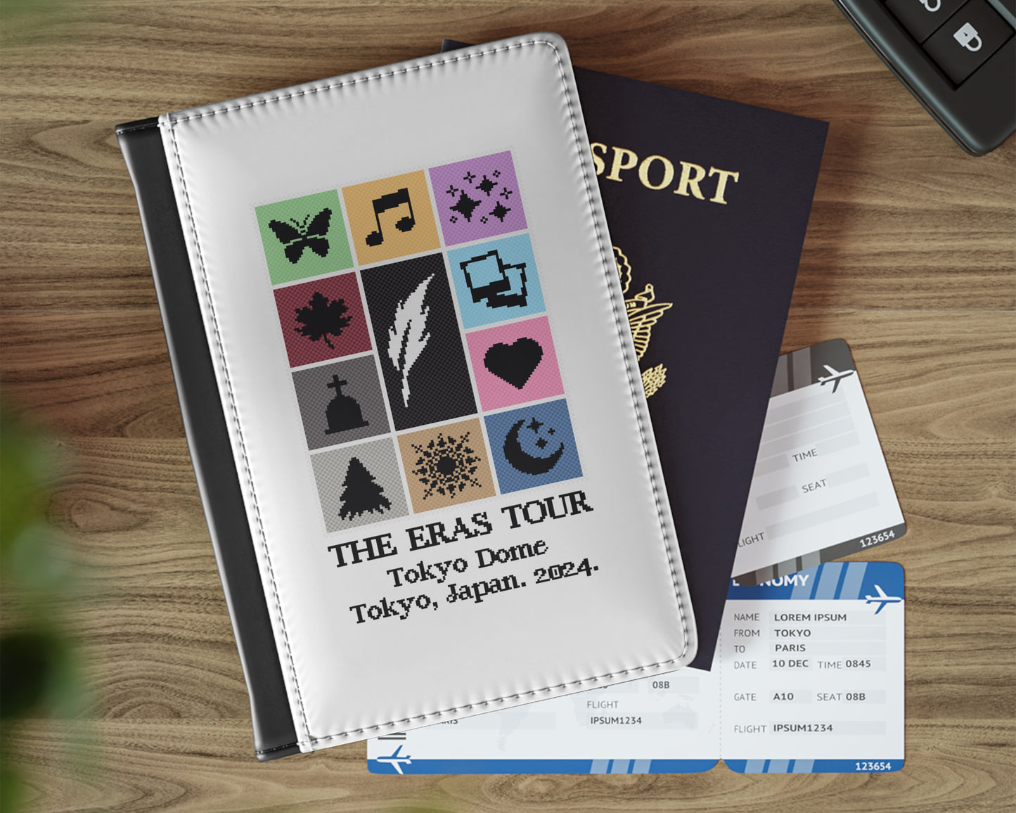 The Eras Tour pixel art style passport cover