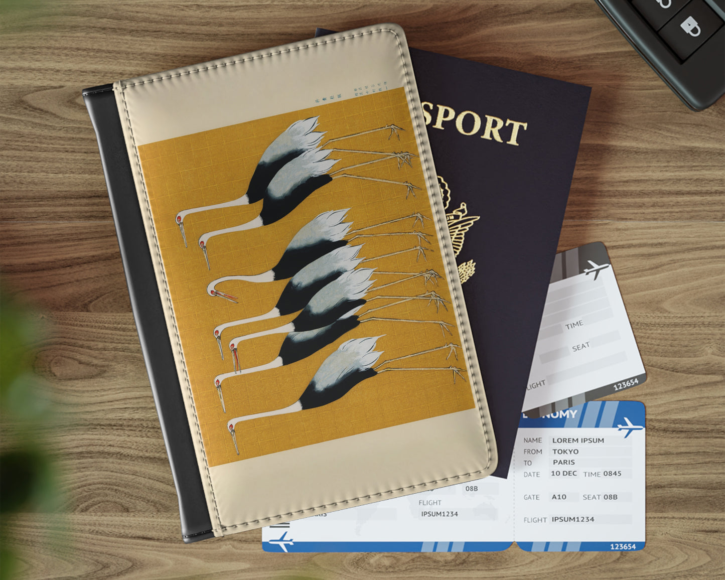 Ogata Korin - A Traditional Portrait of a Flock of Beautiful Japanese Red Crown Crane passport cover