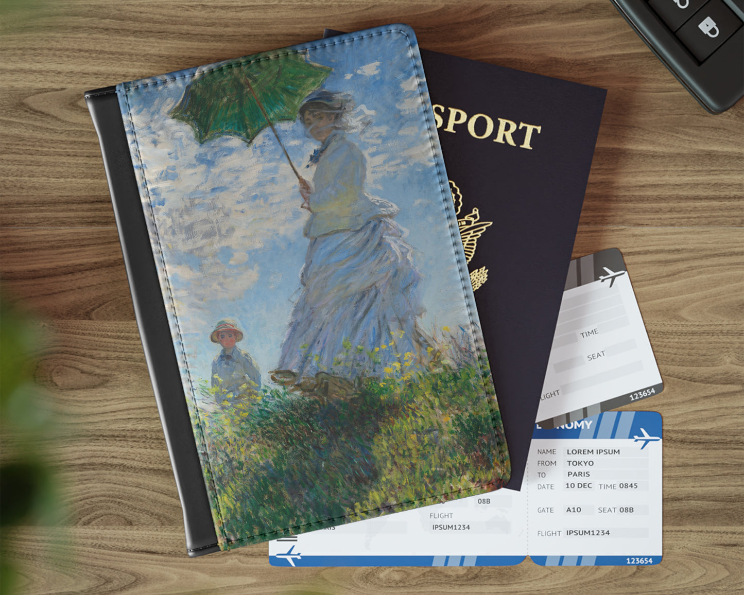 Claude Monet - Woman with a Parasol - Madame Monet and Her Son passport cover