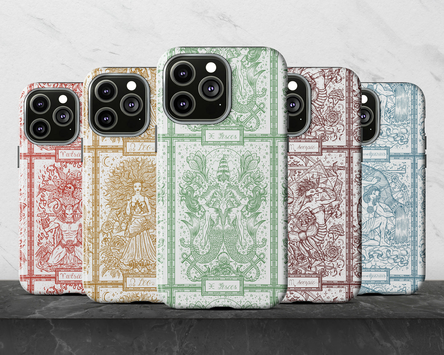 Cancer Zodiac sign line art card iPhone case