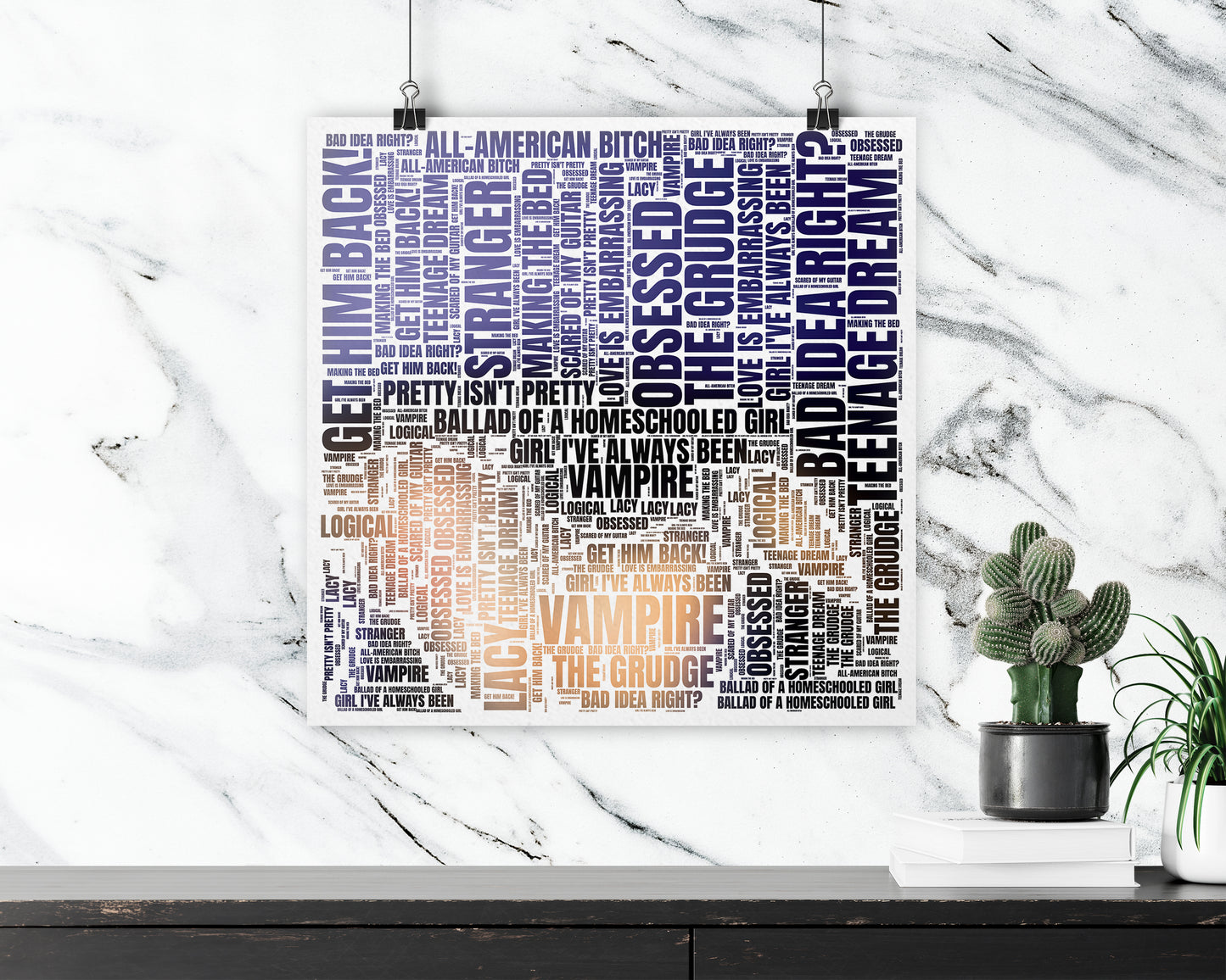 Set of word art album covers square poster