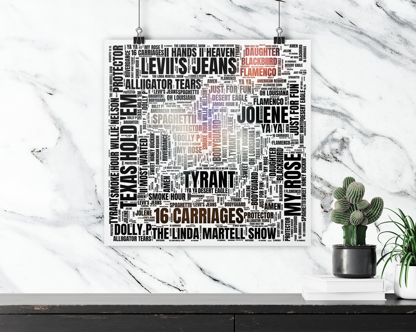 Set of word art album covers square poster