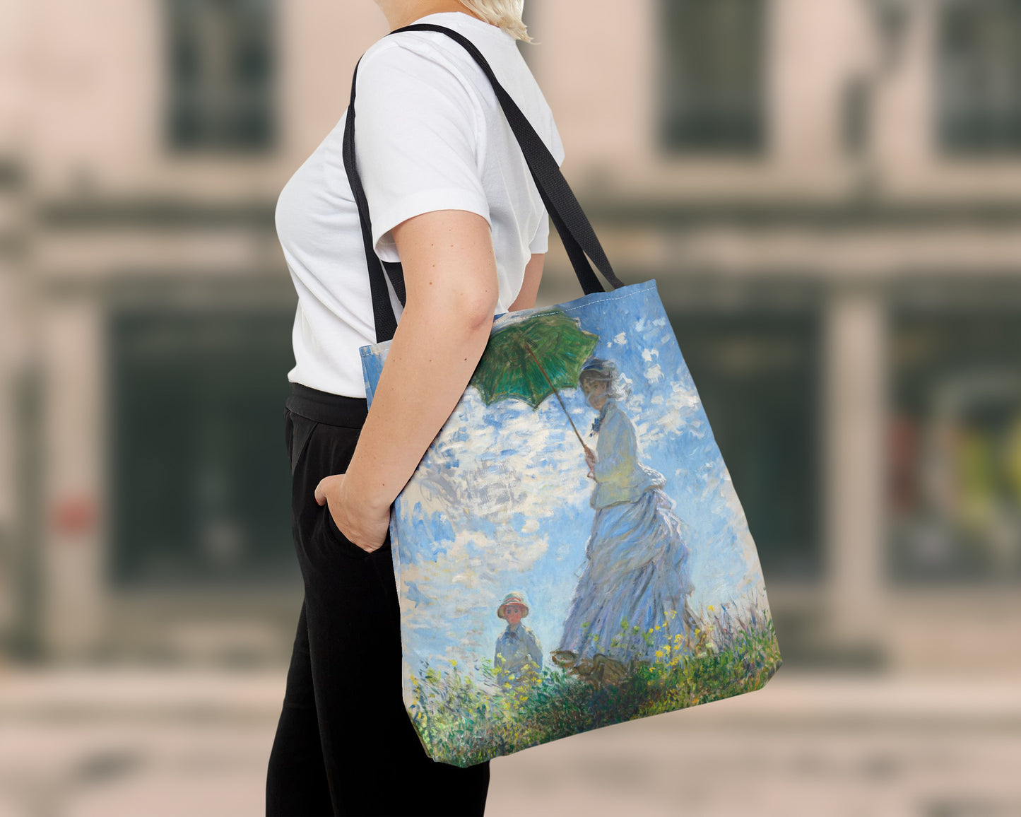 Claude Monet - Woman with a Parasol - Madame Monet and Her Son tote bag