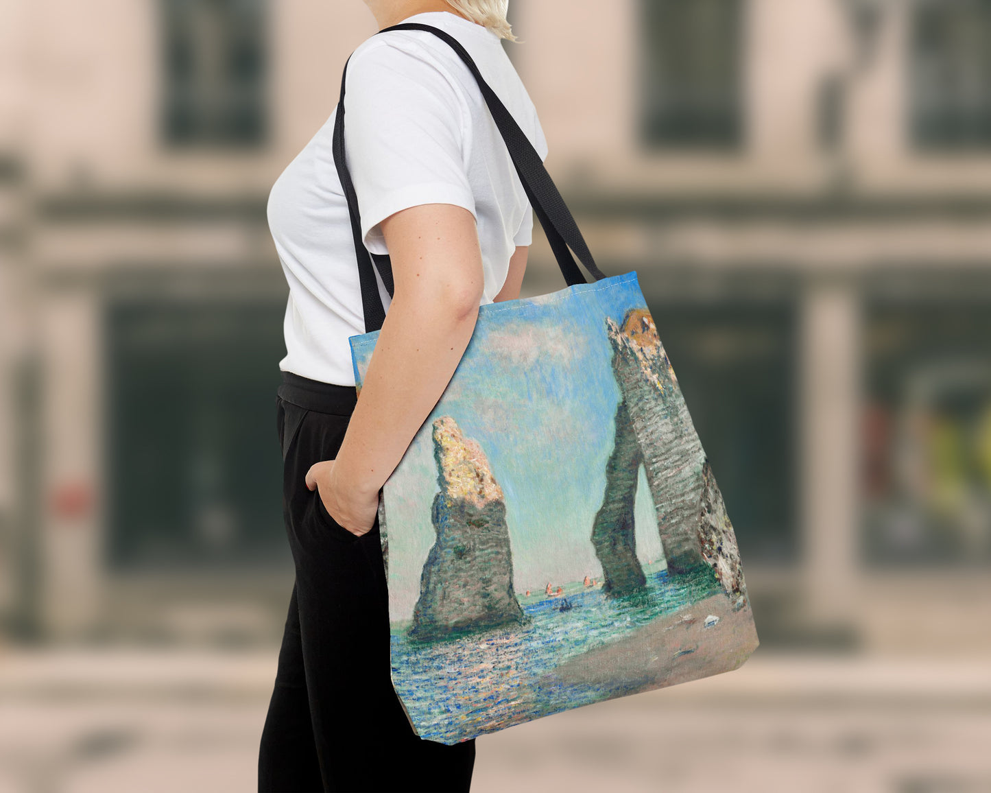 Claude Monet - Cliffs at Étretat tote bag