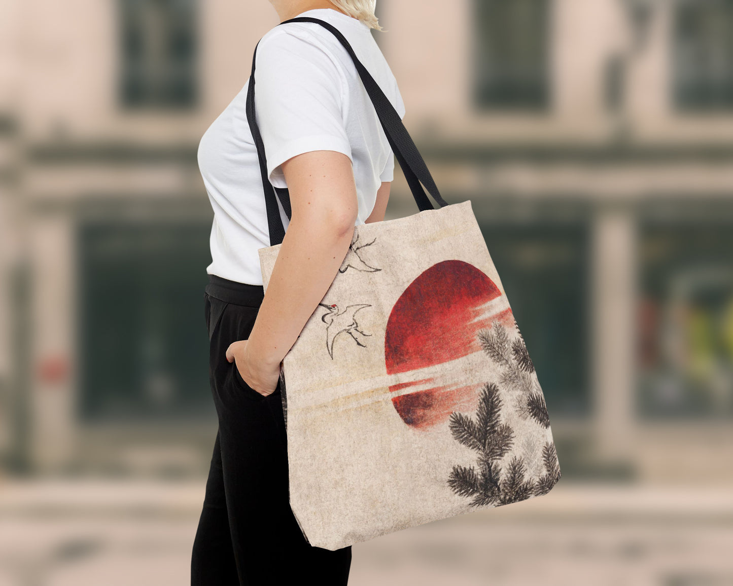 Katsushika Hokusai - Birds and Sunset tote bag