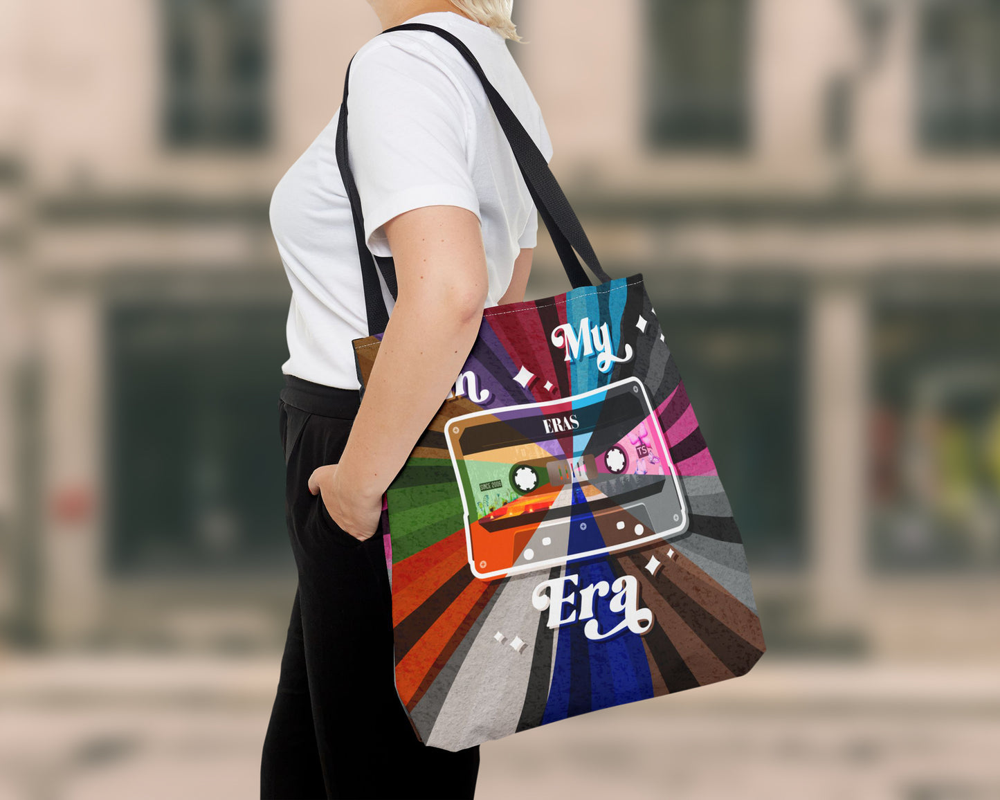 In my Eras era vintage cassette tape tote bag