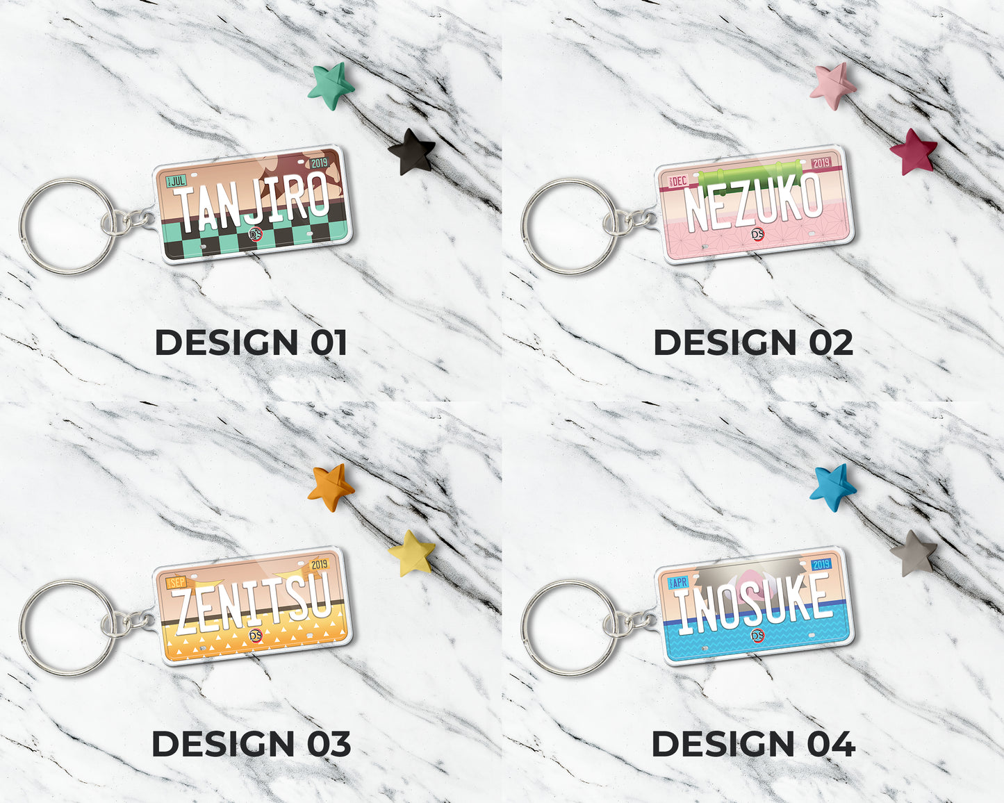 Set of anime characters acrylic keychain