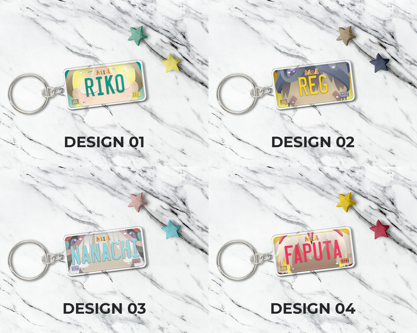 Set of anime characters acrylic keychain