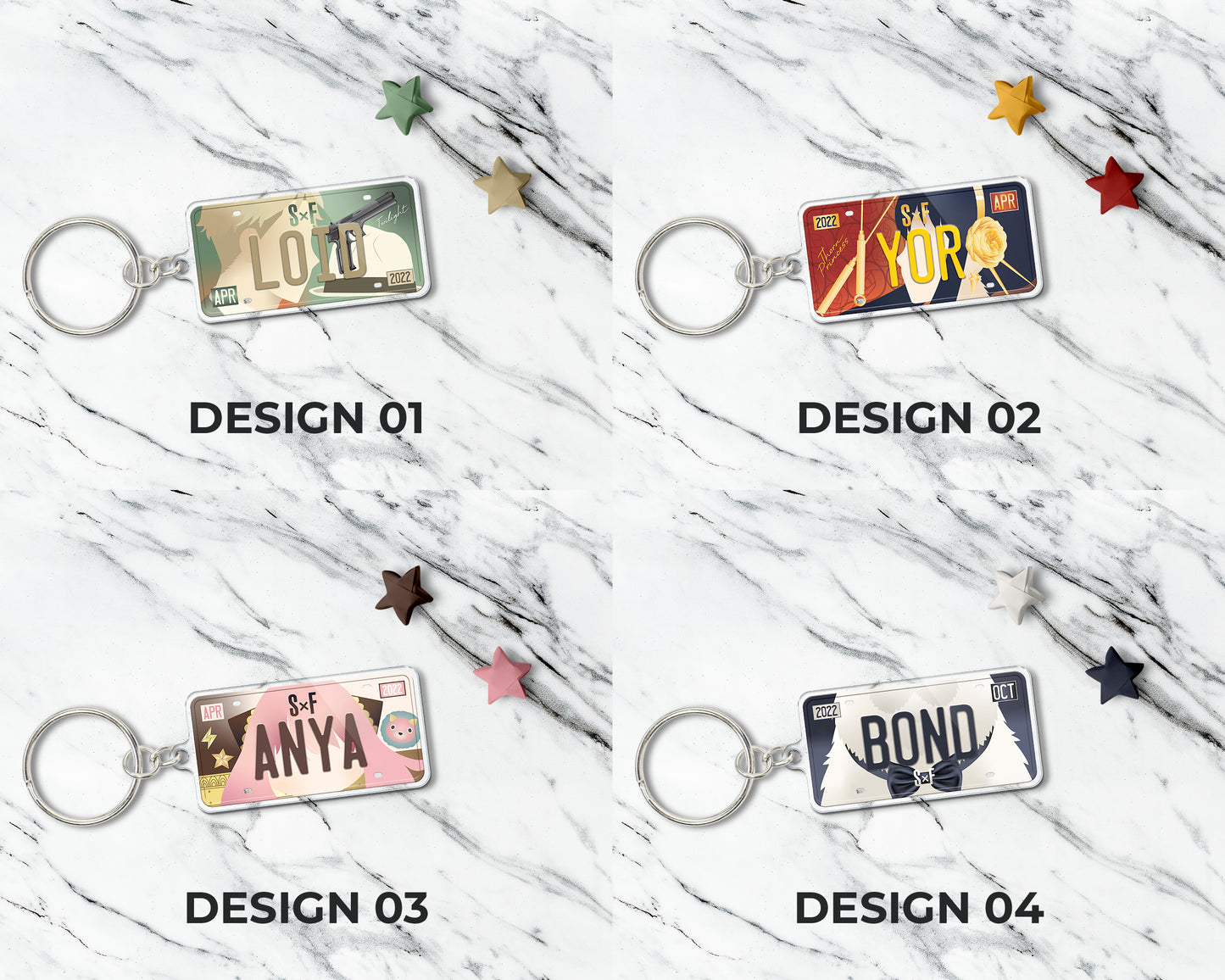 Set of anime characters acrylic keychain