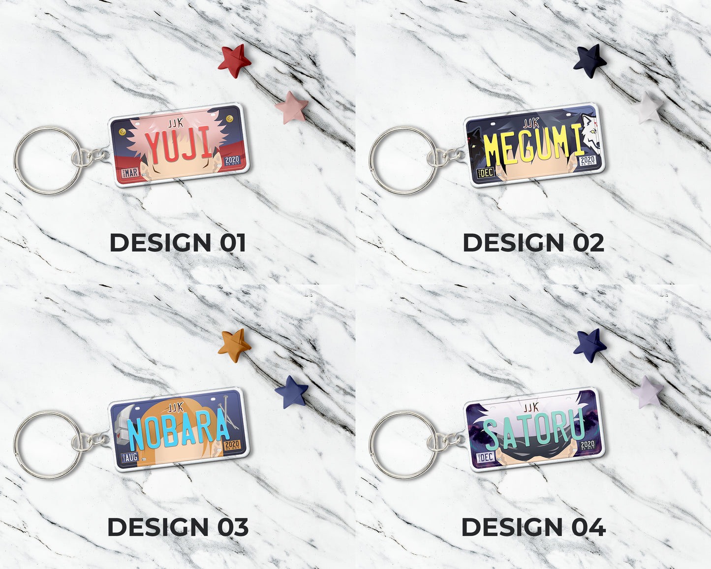 Set of anime characters acrylic keychain