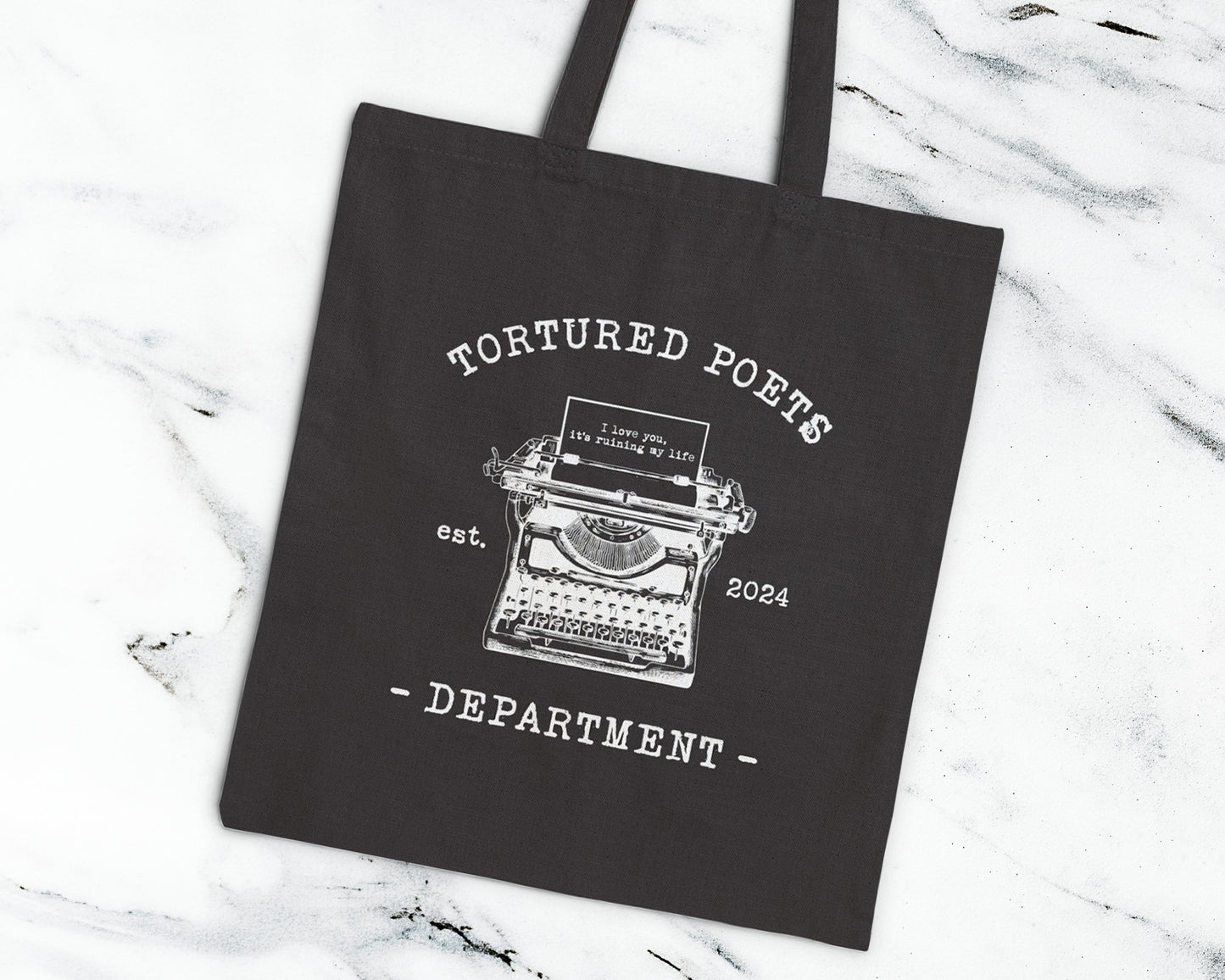 Tortured Poets Dept. est. 2024 cotton canvas tote bag