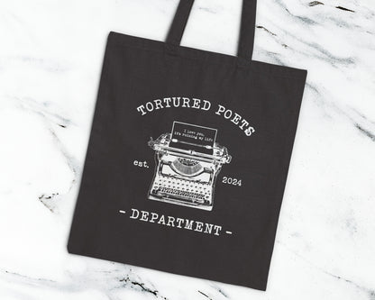 Tortured Poets Dept. est. 2024 cotton canvas tote bag