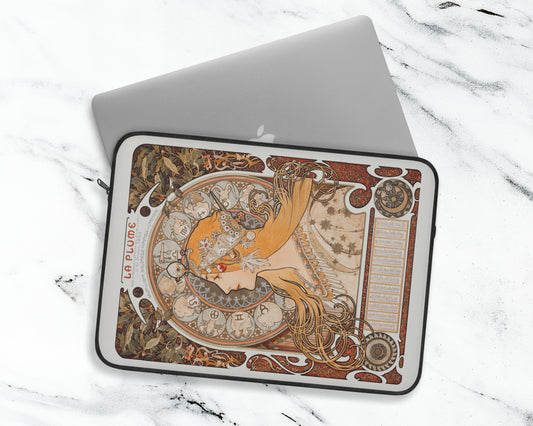 Alphonse Maria Mucha - Zodiaque (La Plume) laptop sleeve