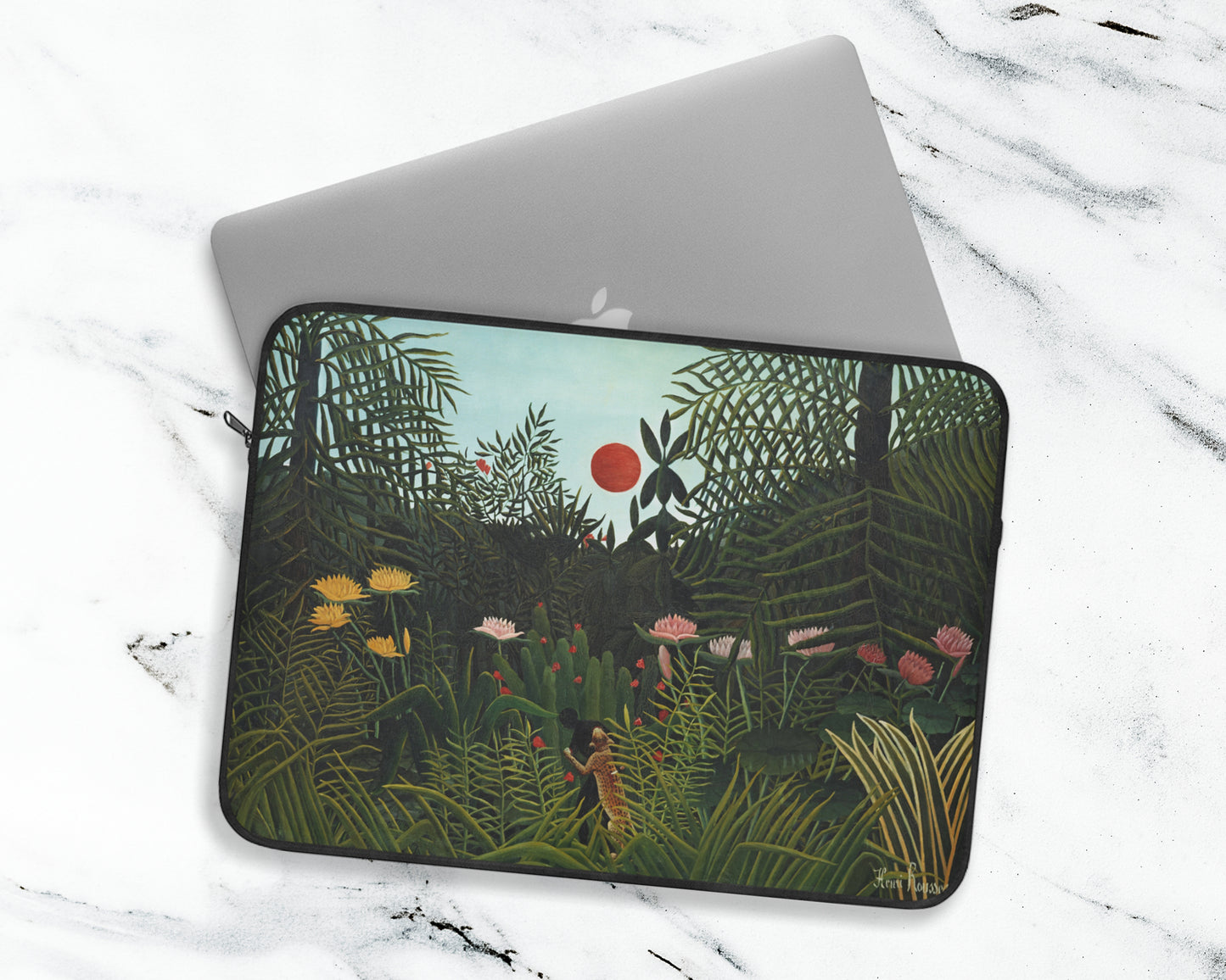 Henri Rousseau - Virgin Forest with Sunset laptop sleeve