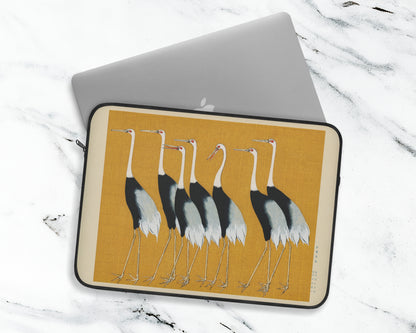Ogata Korin - A Traditional Portrait of a Flock of Beautiful Japanese Red Crown Crane laptop sleeve