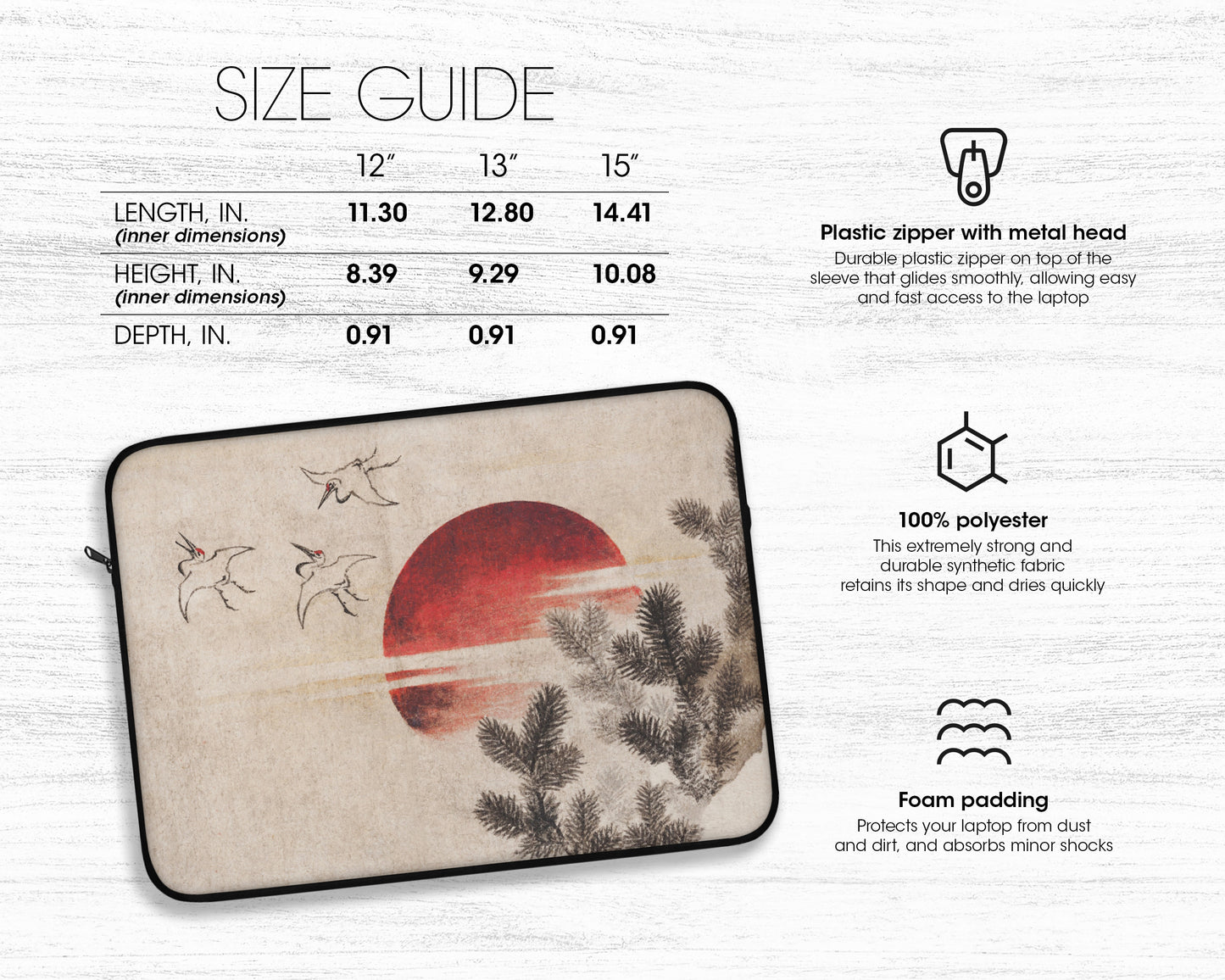 Katsushika Hokusai - Birds and Sunset laptop sleeve