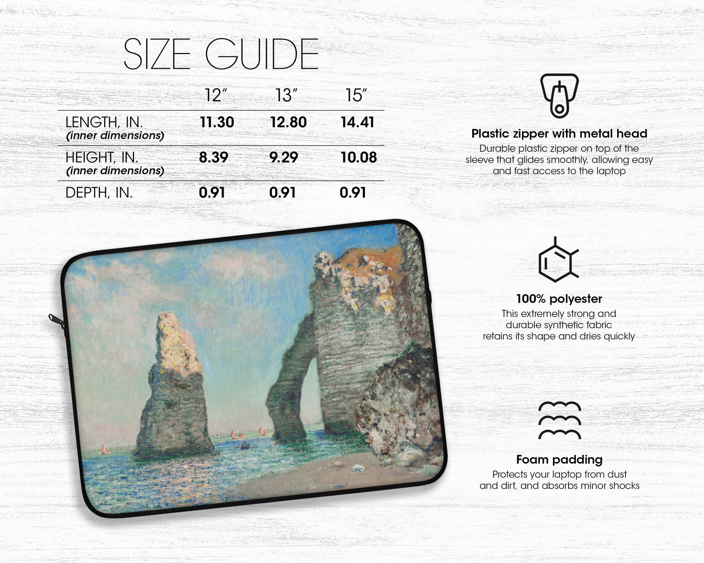 Claude Monet - Cliffs at Étretat laptop sleeve