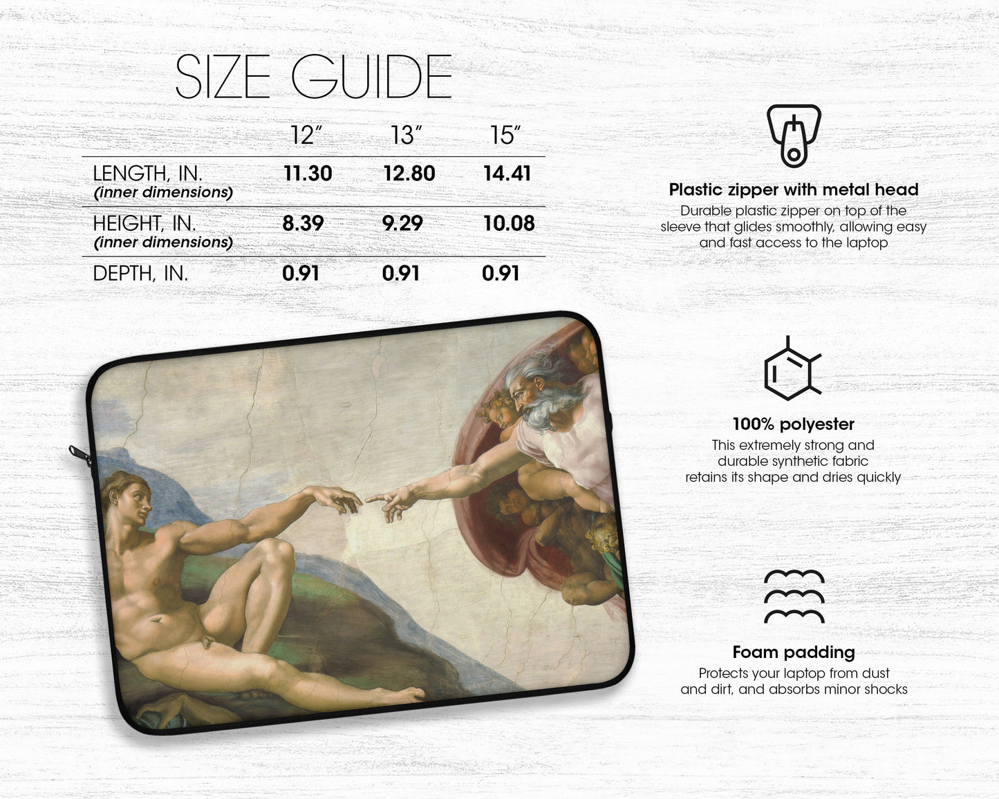 Michelangelo Buonarroti - The Creation of Adam laptop sleeve