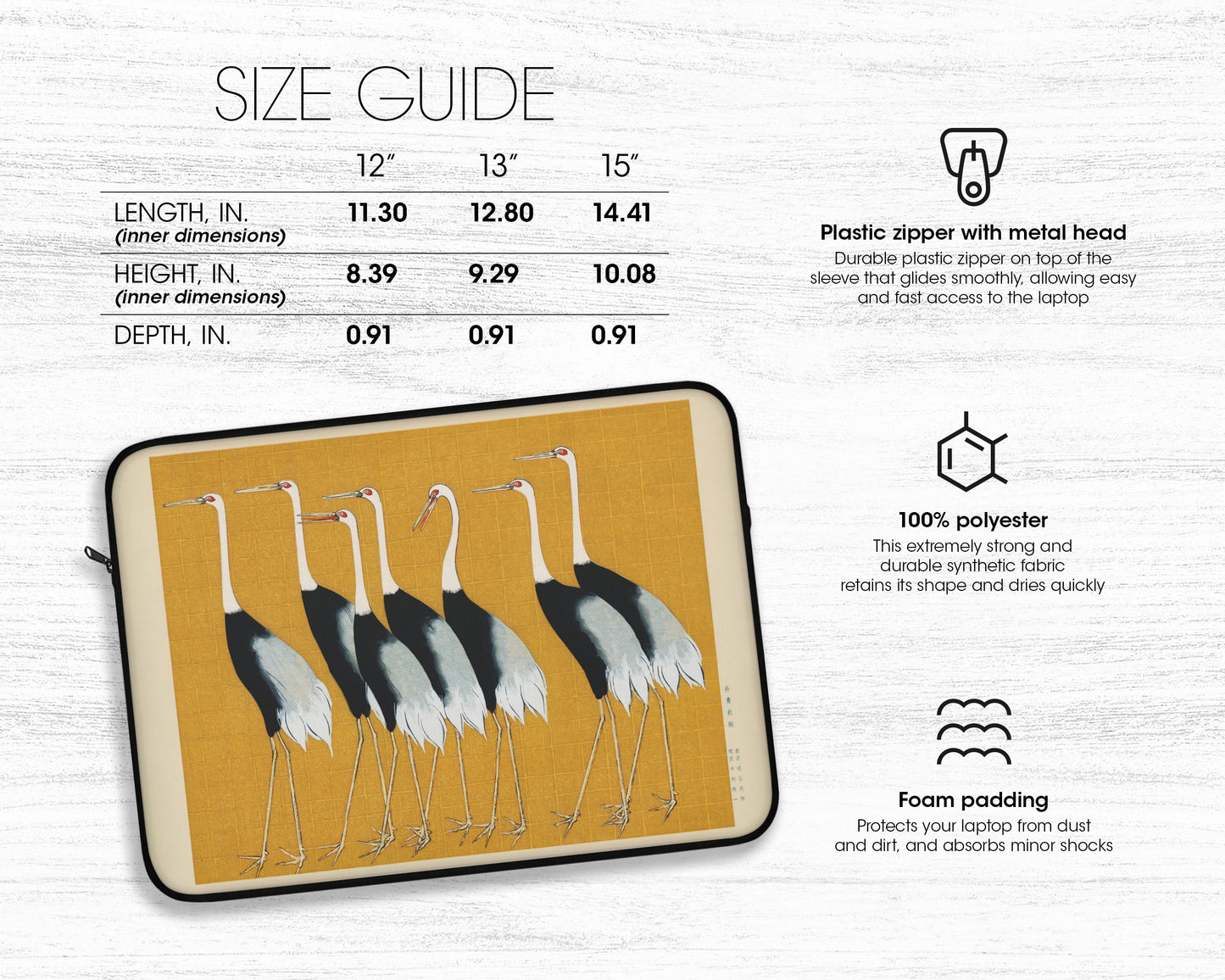 Ogata Korin - A Traditional Portrait of a Flock of Beautiful Japanese Red Crown Crane laptop sleeve