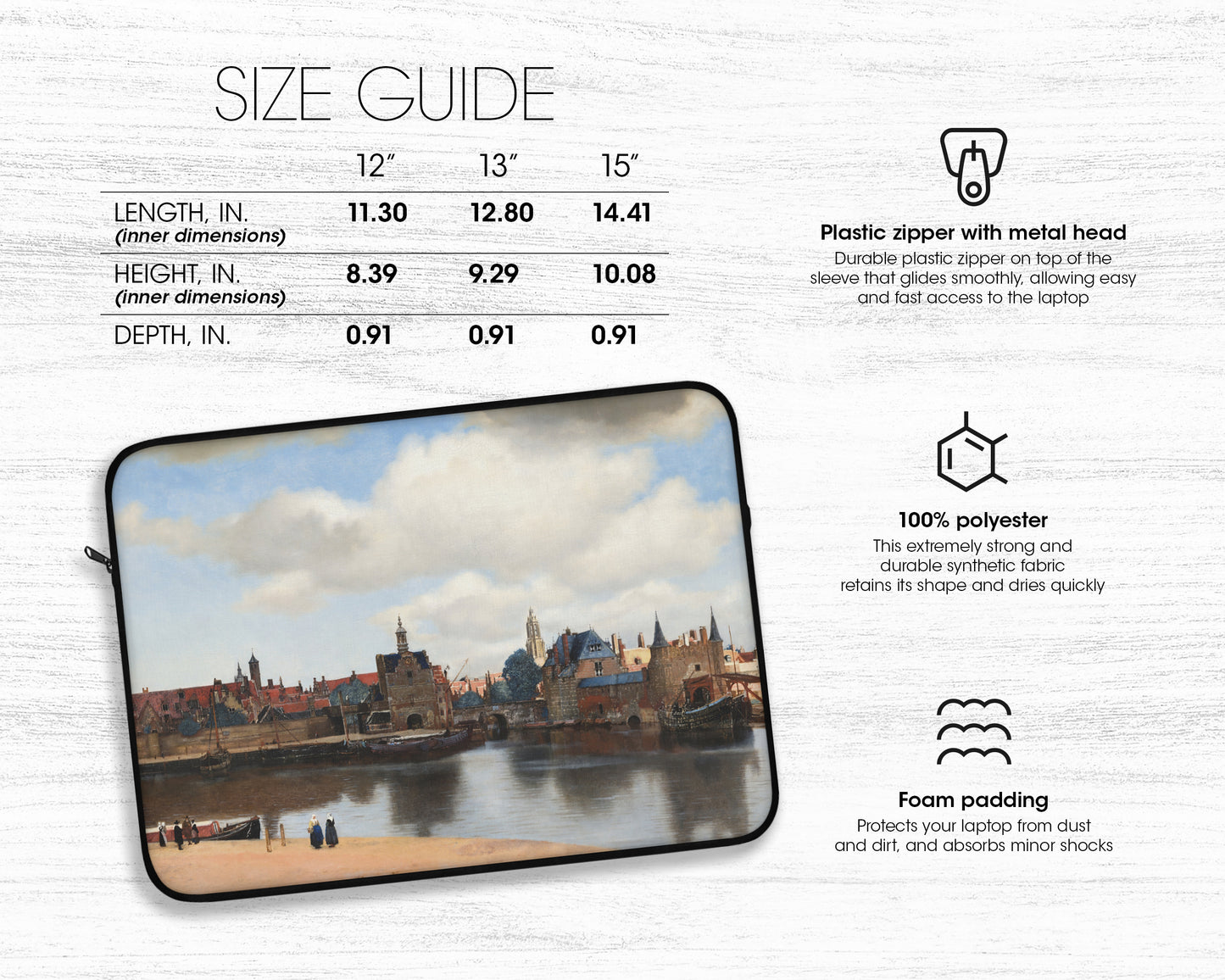 Johannes Vermeer - View of Delft laptop sleeve
