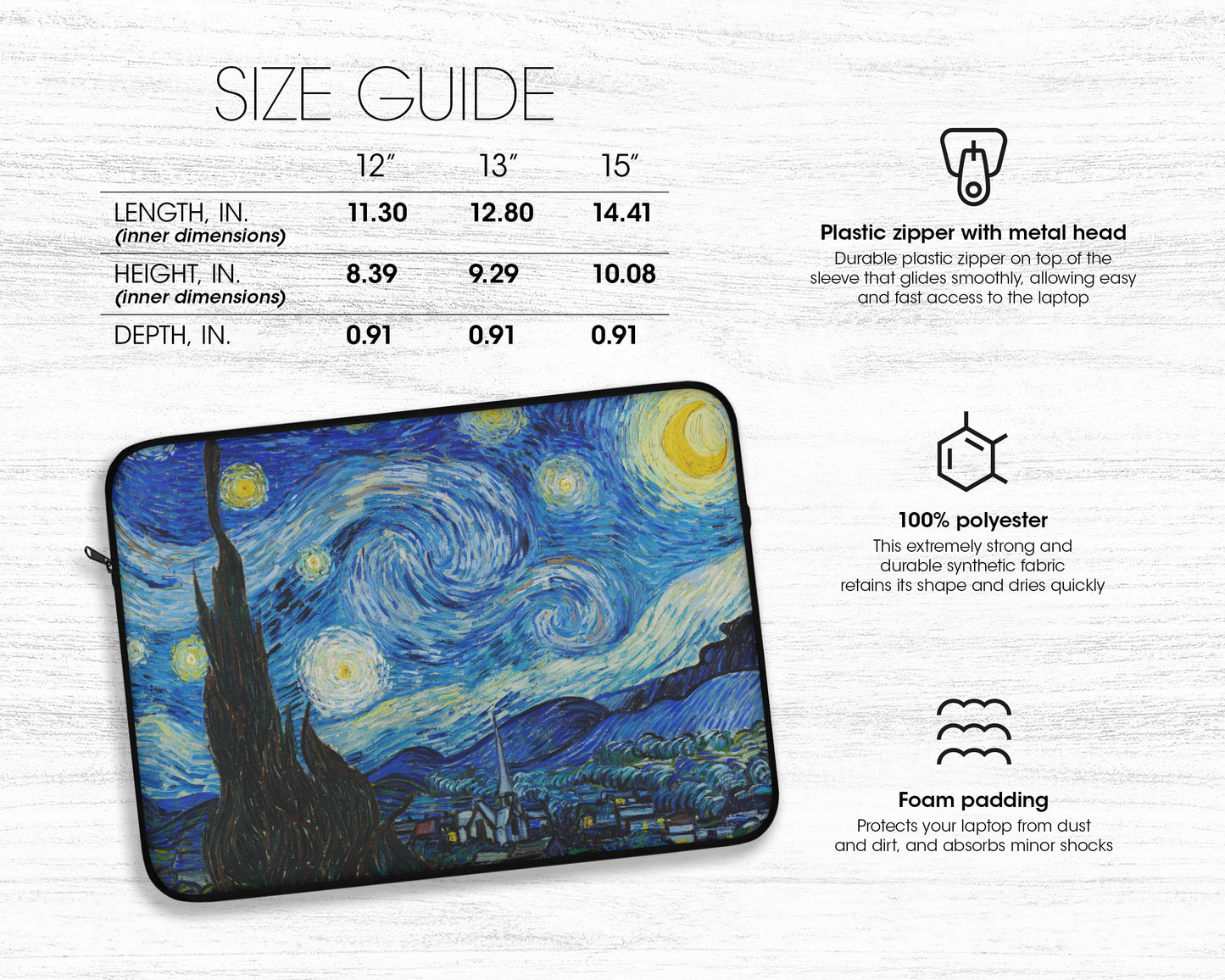 Vincent van Gogh - The Starry Night laptop sleeve