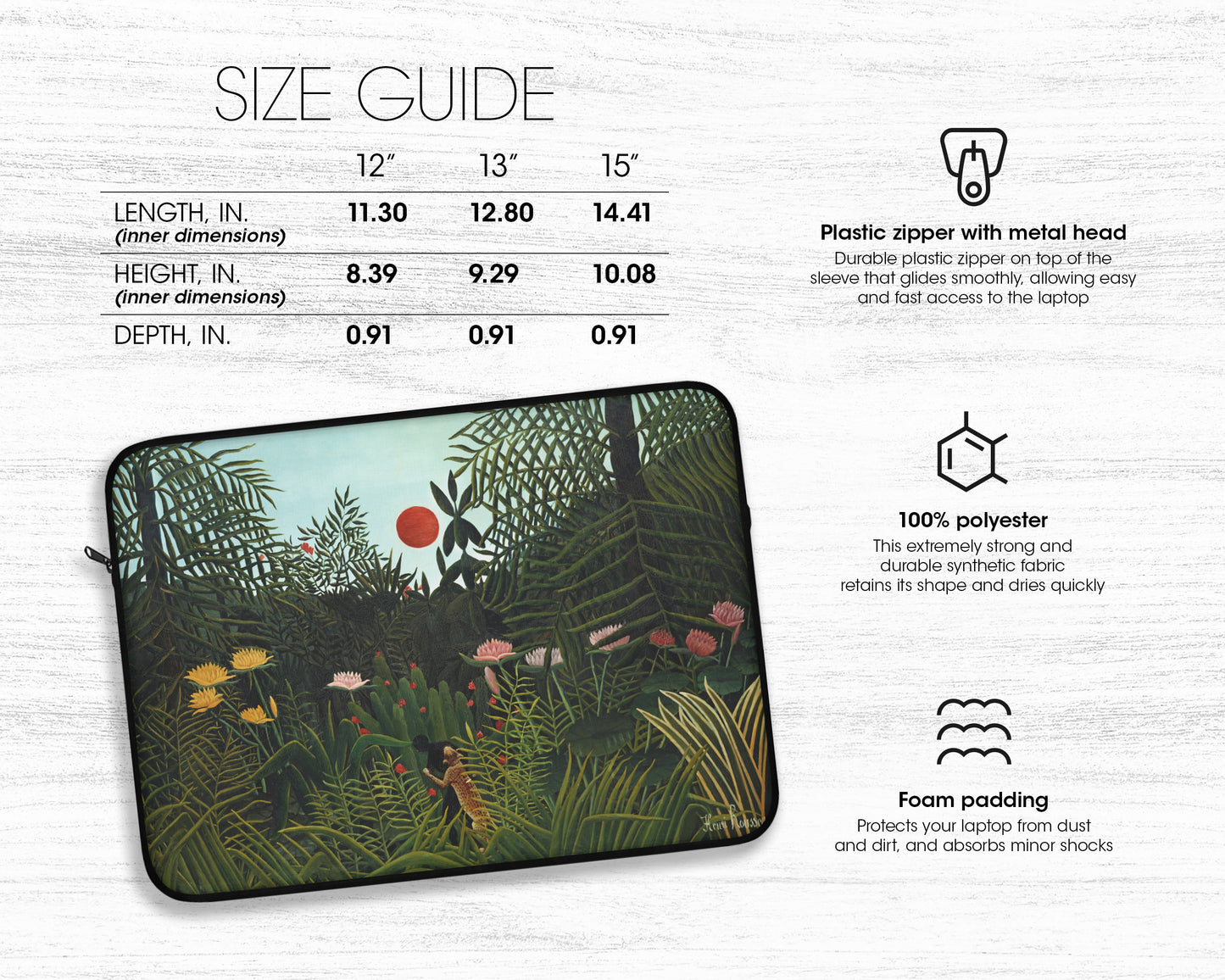 Henri Rousseau - Virgin Forest with Sunset laptop sleeve