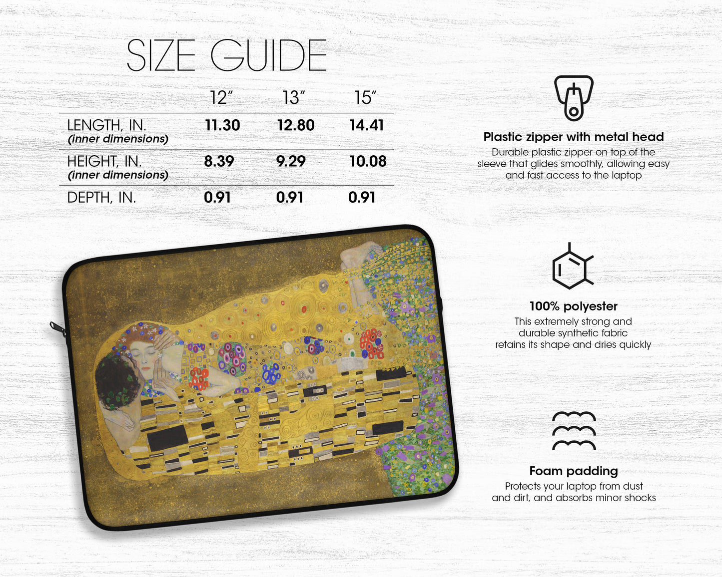 Gustav Klimt - The Kiss laptop sleeve