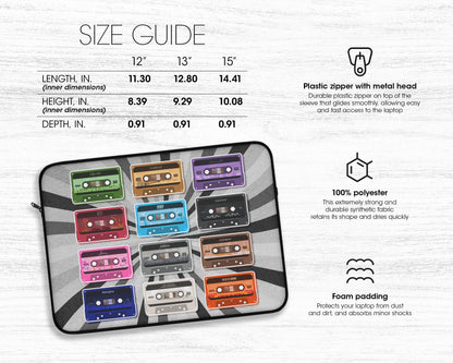 All eras vintage cassette tapes laptop sleeve