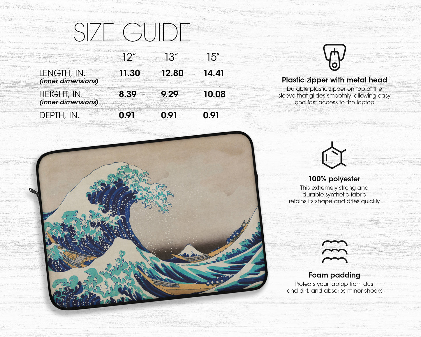Katsushika Hokusai - The Great Wave off Kanagawa laptop sleeve
