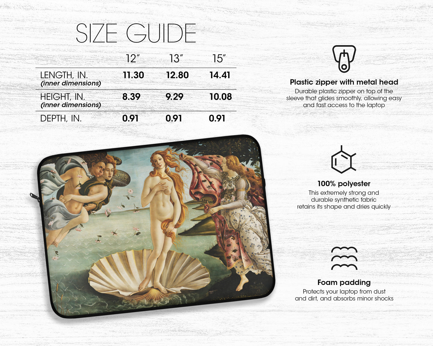 Sandro Botticelli - The Birth of Venus laptop sleeve