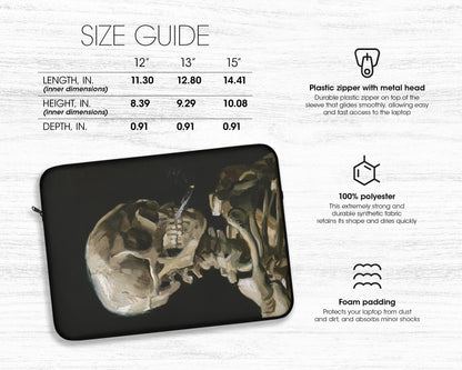 Vincent van Gogh - Head of a Skeleton with a Burning Cigarette laptop sleeve