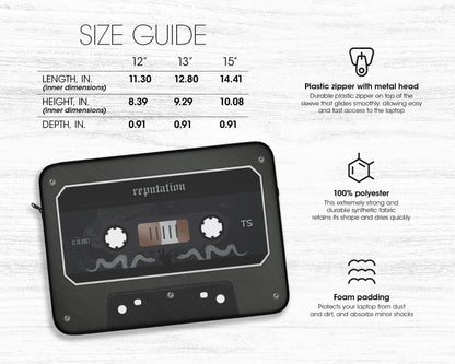 Reputation era cassette tape laptop sleeve