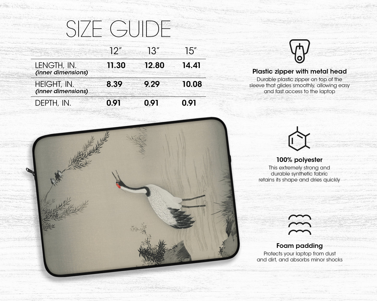 Kano Motonobu - A Traditional Portrait of a Beautiful Japanese Crane laptop sleeve