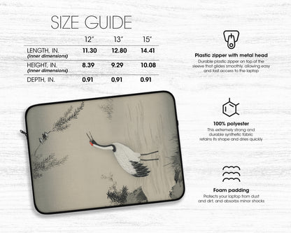 Kano Motonobu - A Traditional Portrait of a Beautiful Japanese Crane laptop sleeve