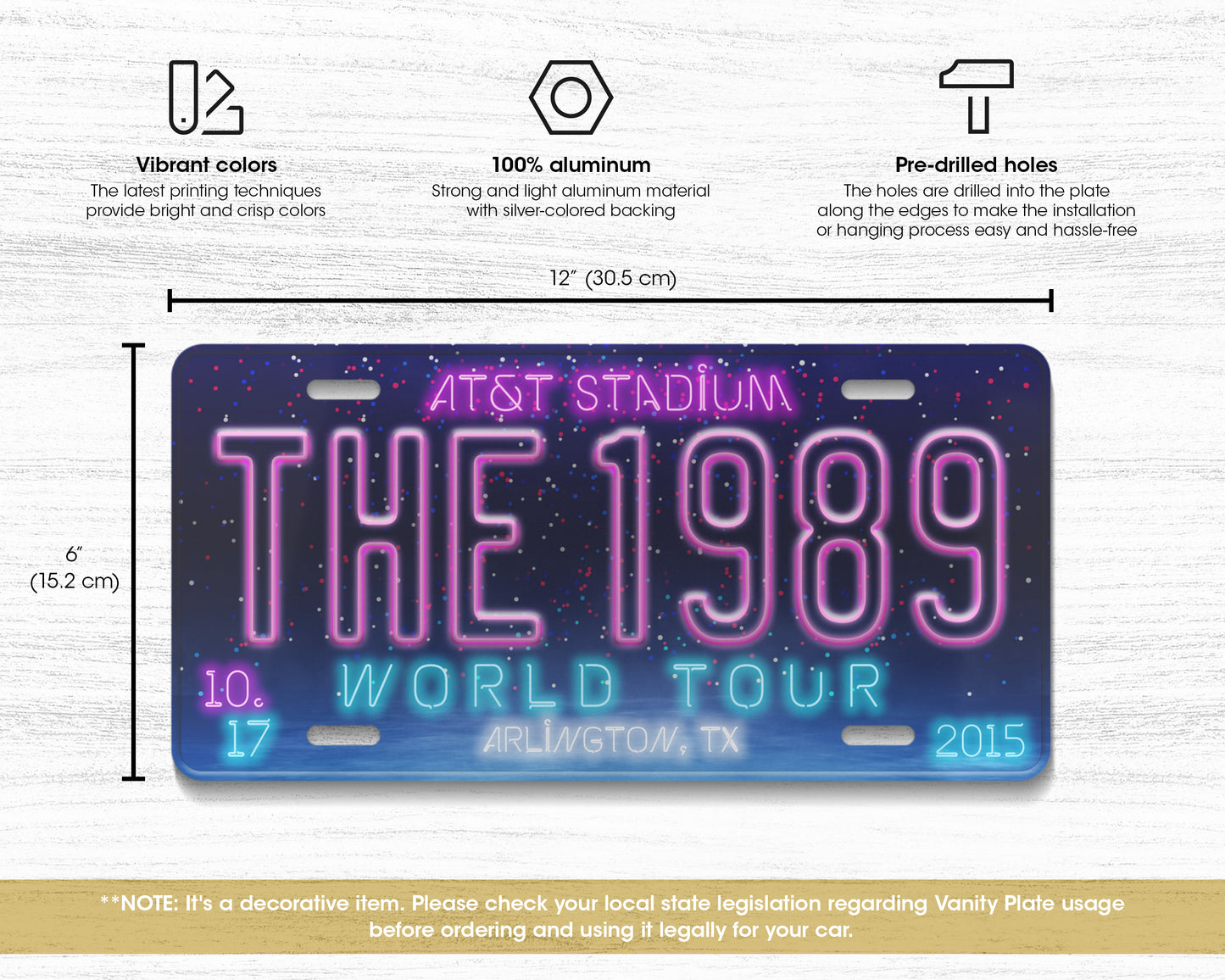 The 1989 World Tour license plate