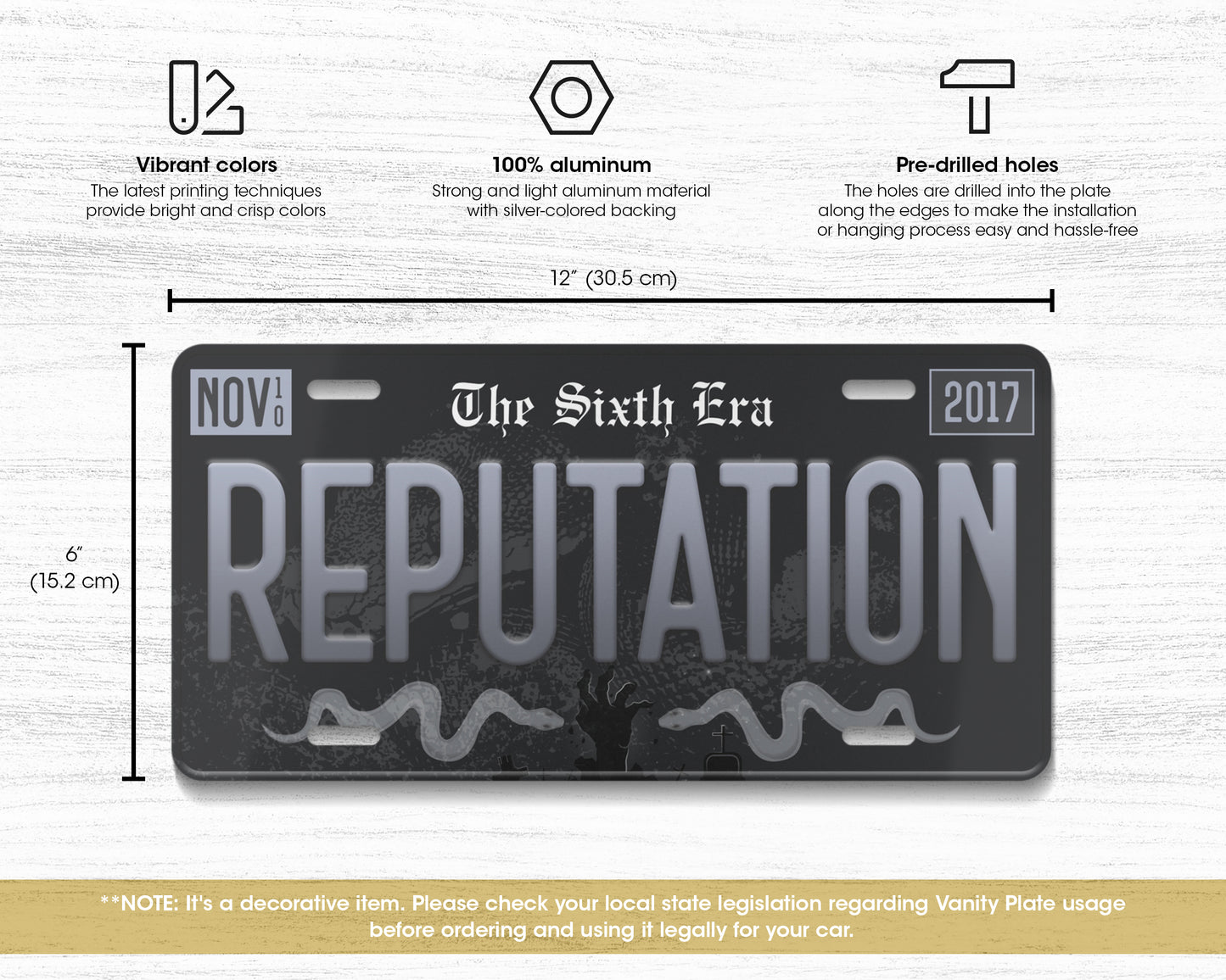 Reputation era license plate