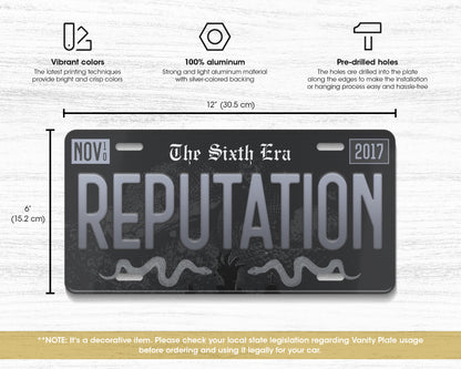 Reputation era license plate