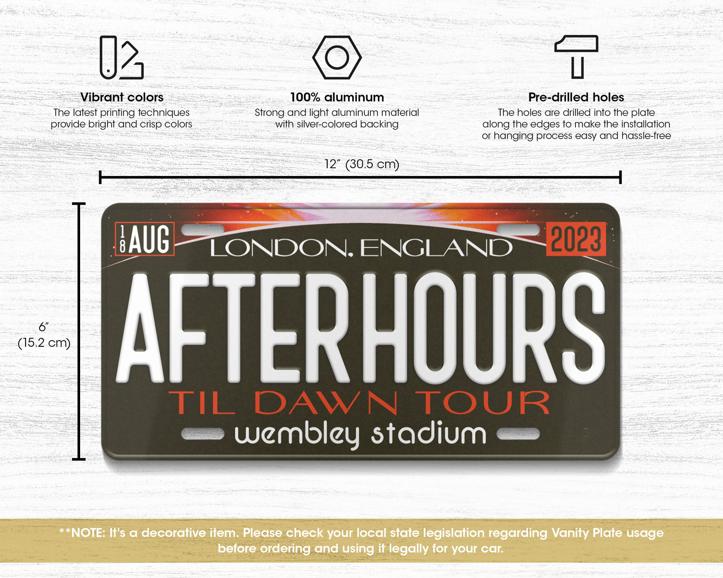 After Hours til Dawn Tour license plate