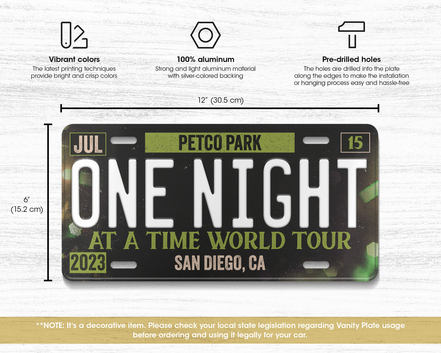 One Night at a Time World Tour license plate