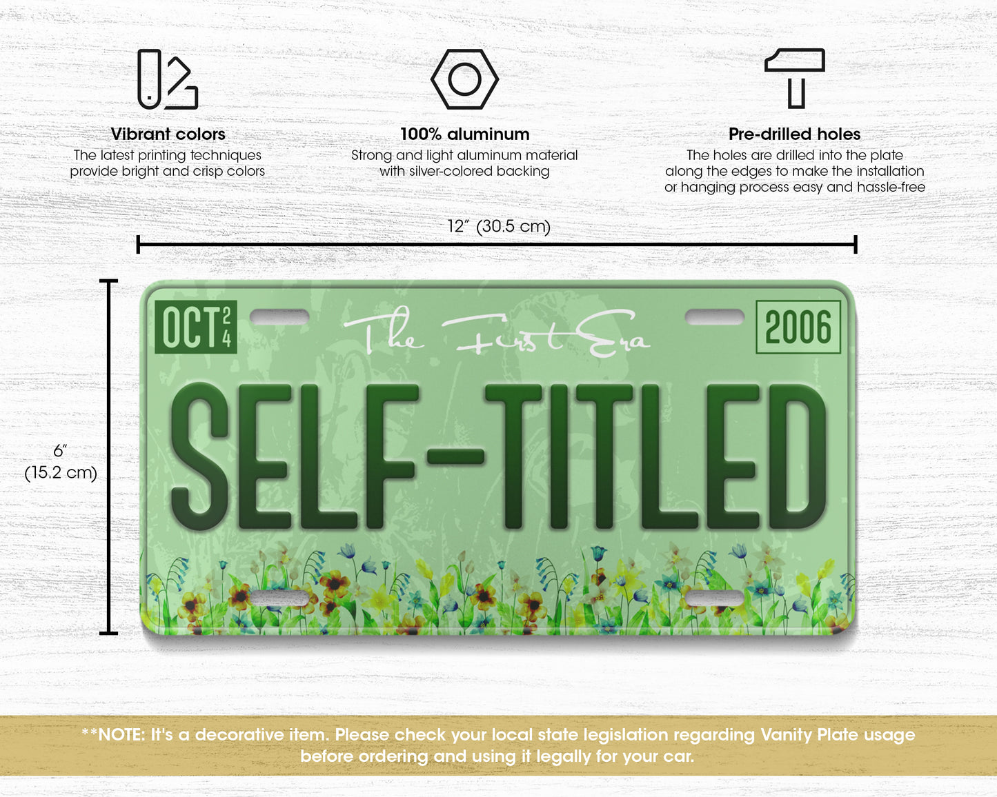 Self-titled era license plate