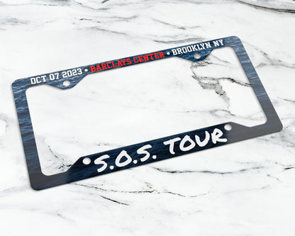 SOS Tour license plate frame