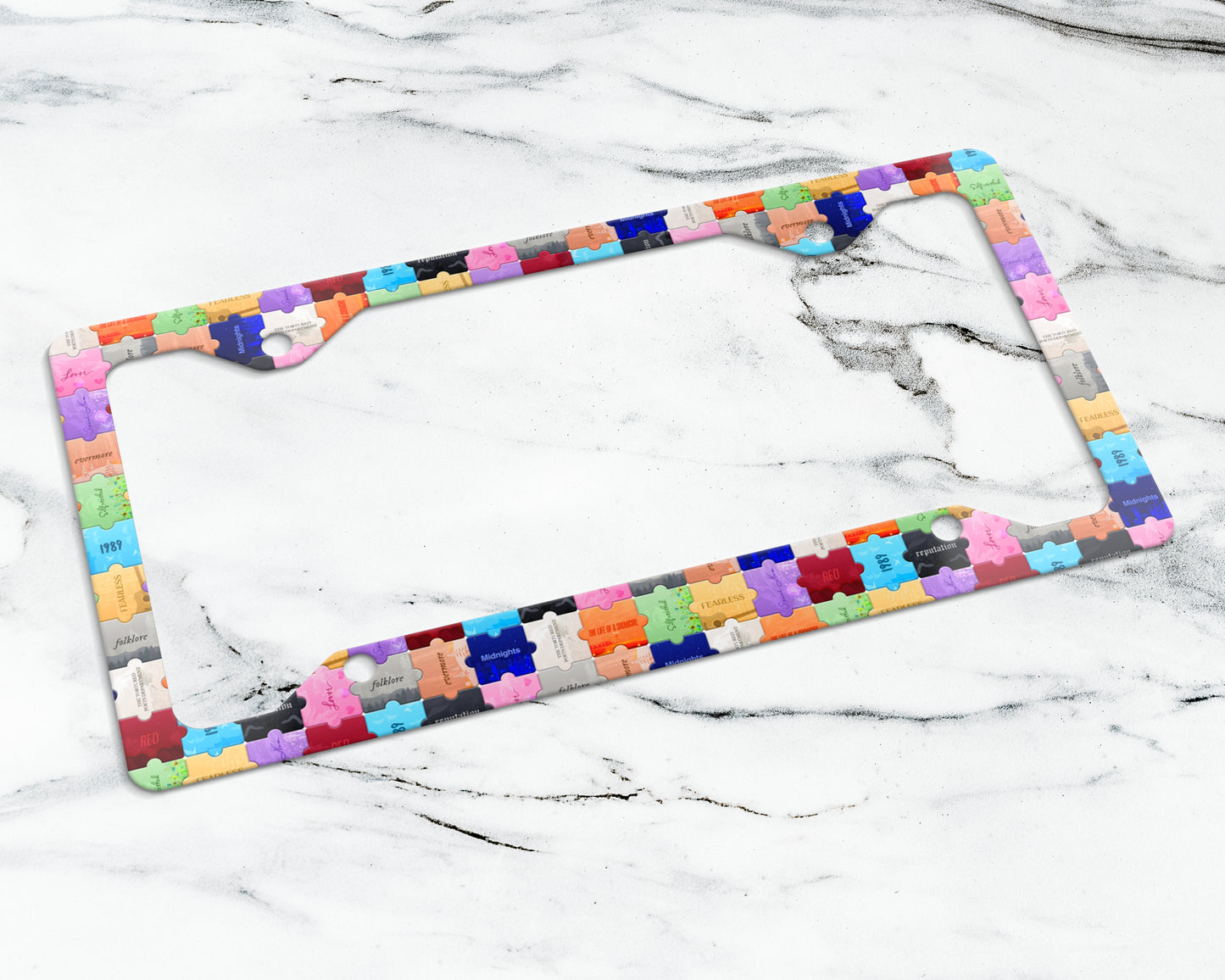 The Eras puzzles license plate frame