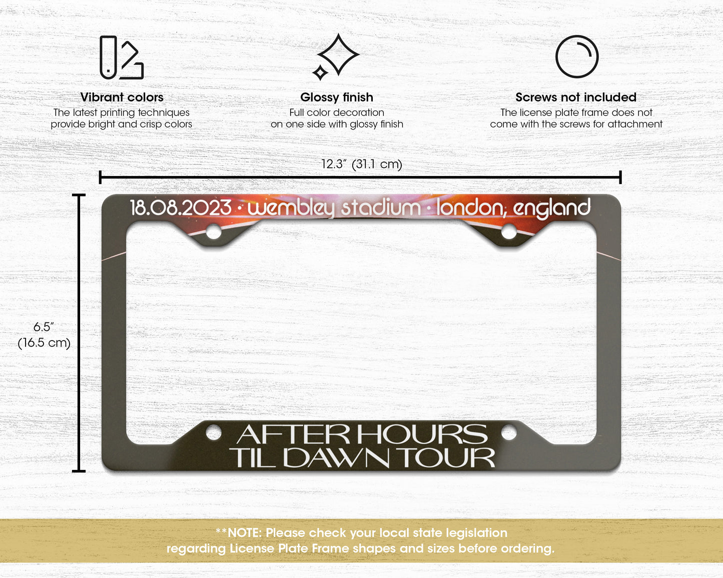 After Hours til Dawn Tour license plate frame
