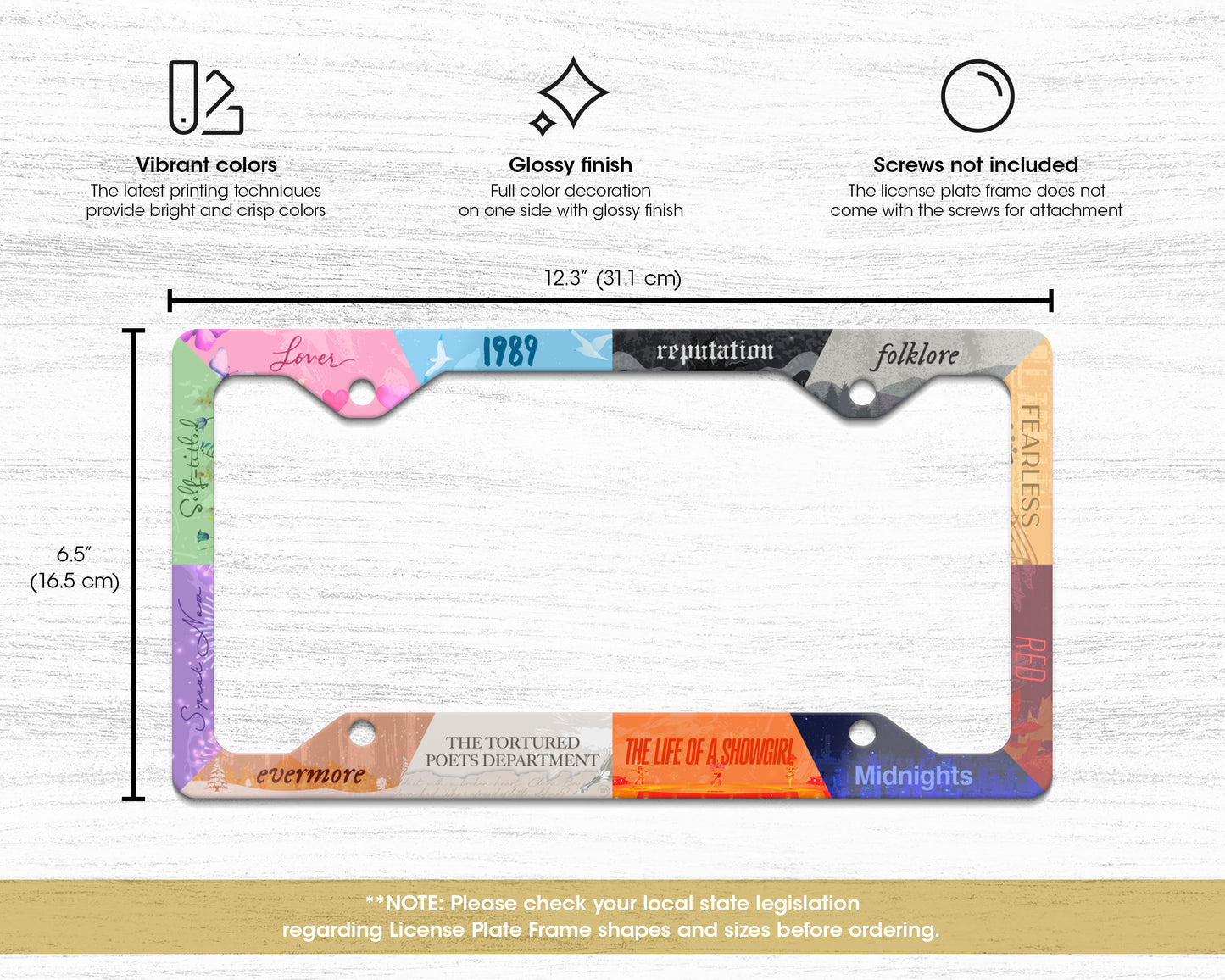 The Eras license plate frame