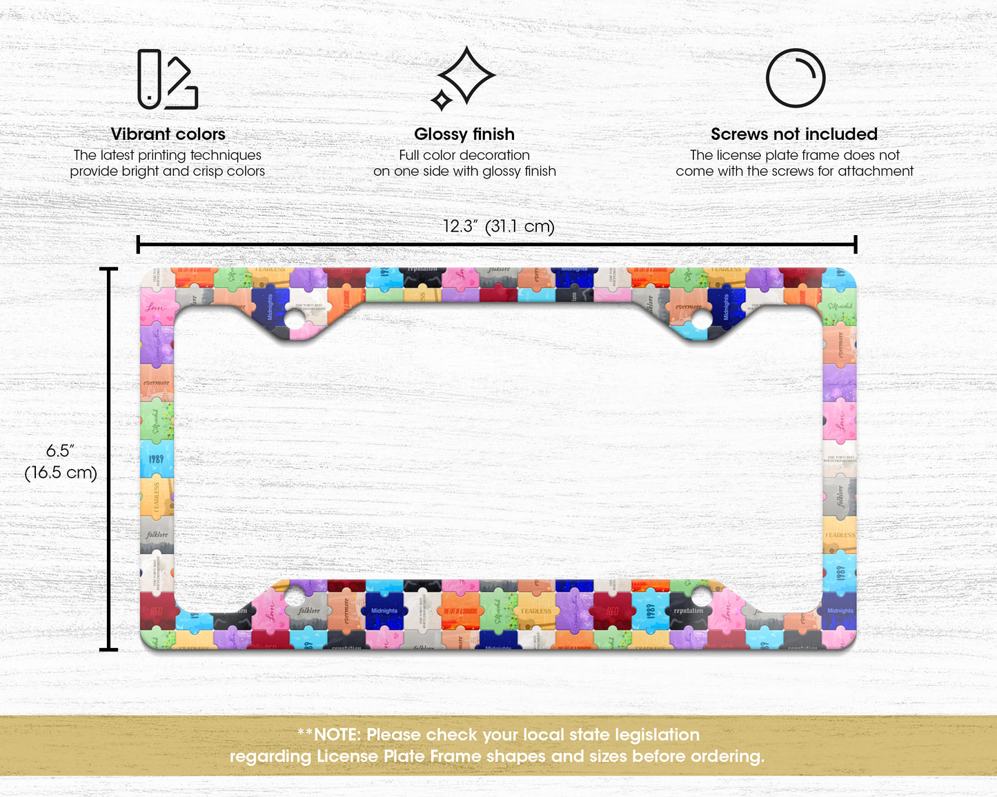 The Eras puzzles license plate frame