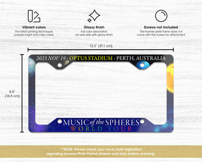 Music of the Spheres World Tour license plate frame