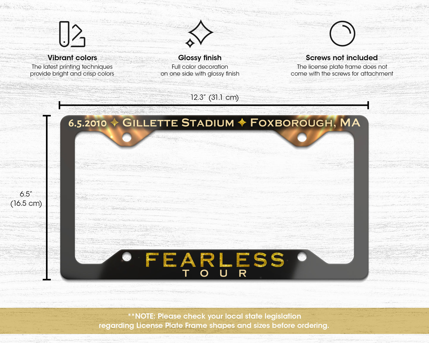 Fearless Tour license plate frame