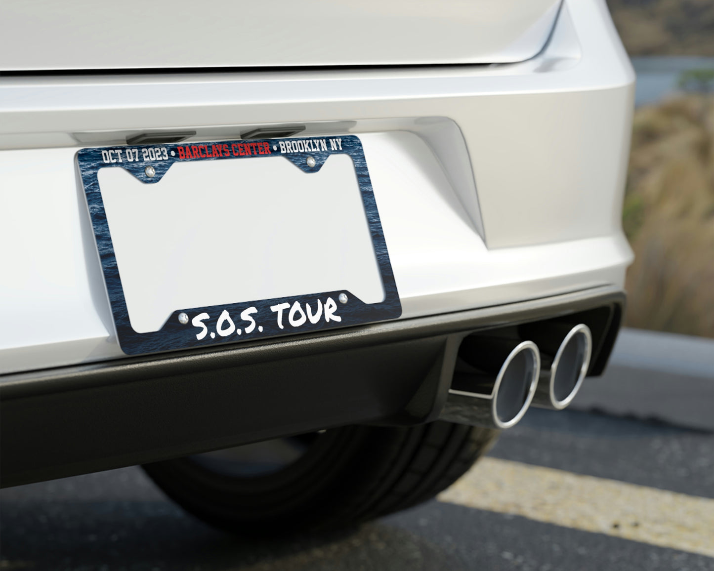 SOS Tour license plate frame